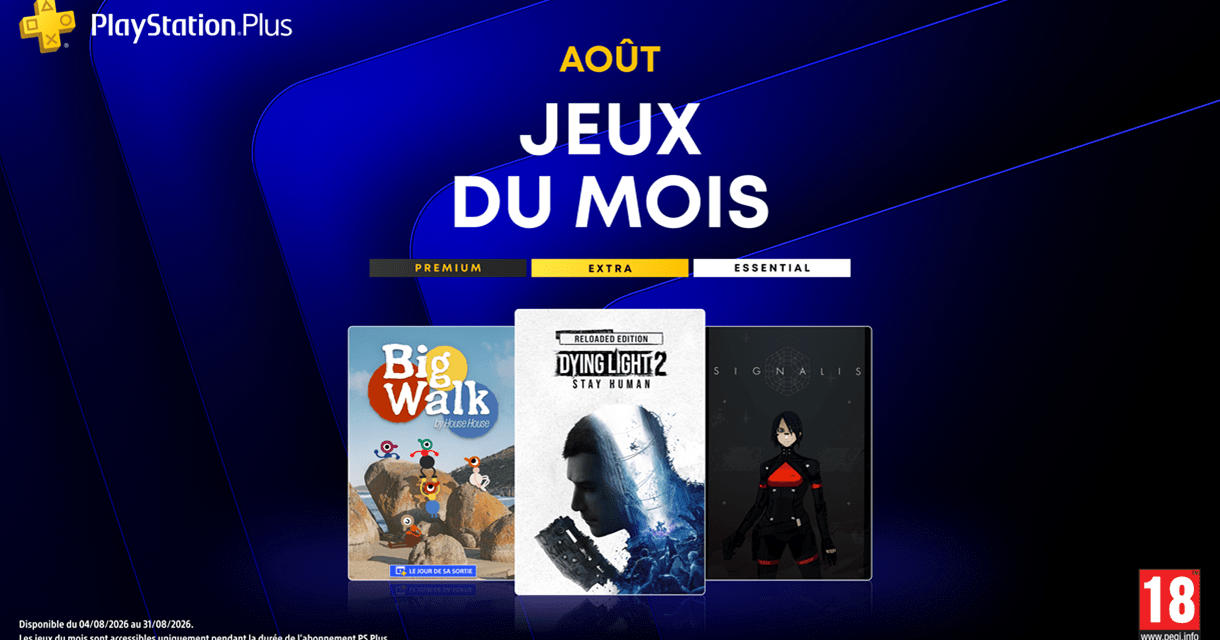 PlayStation Plus : trois nouveaux jeux offerts en août 2026, dont un gros poids lourd