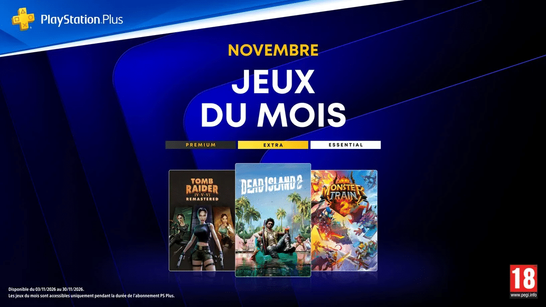 PlayStation Plus : trois jeux offerts en novembre 2026, avec des zombies et Lara Croft